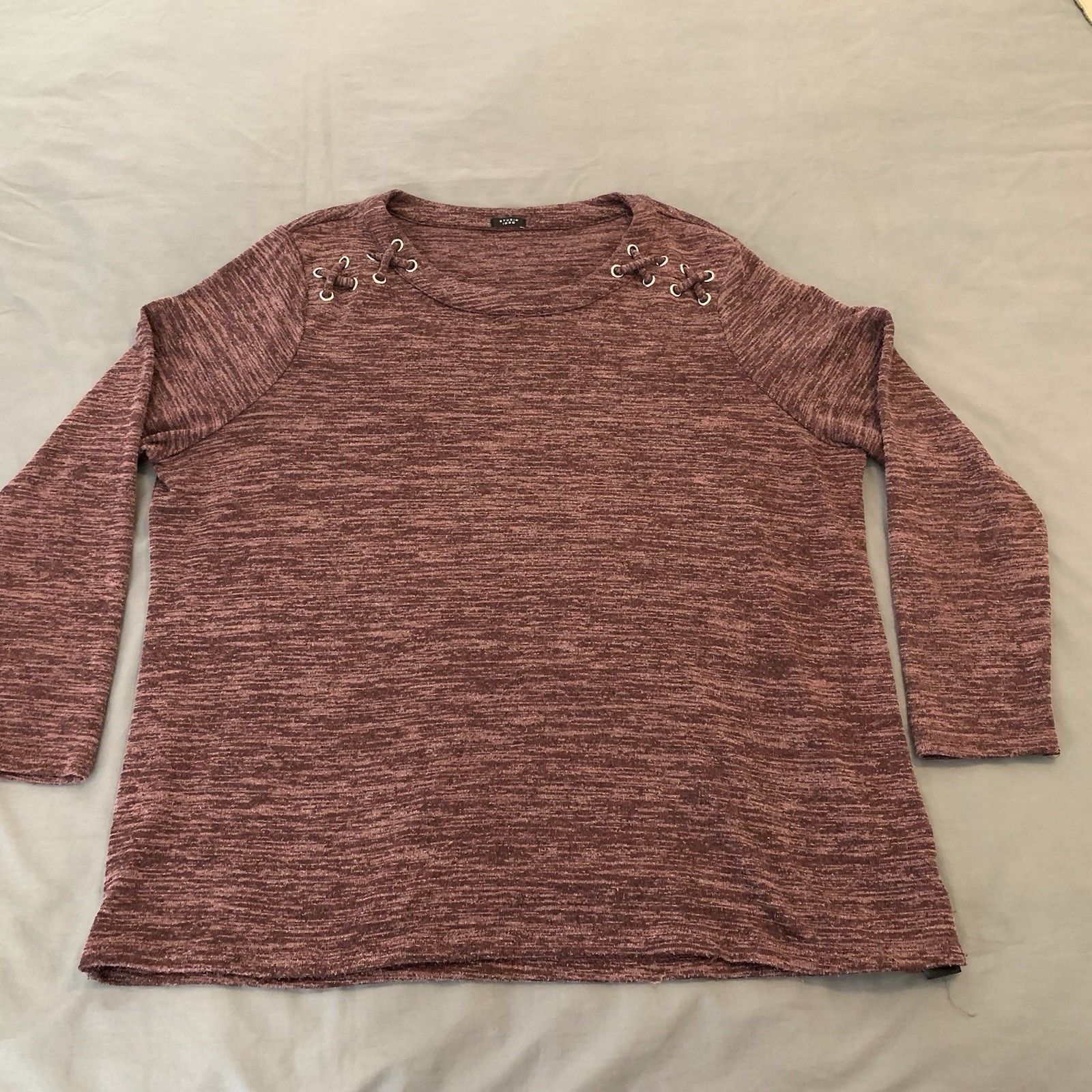 Studio 1886 Long Sleeve Stretchy Pullover Plum Color Top Women's 1x Nice!